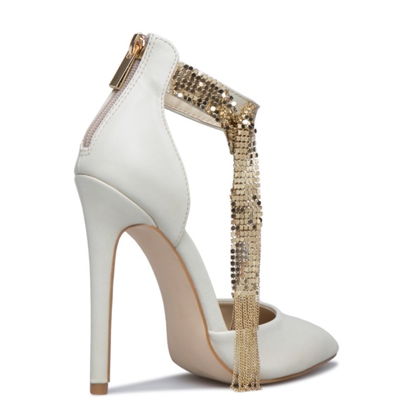 Shoedazzle AYESHA Ankle Strap Chain Stiletto Closed Toe Pump - Picture 4 of 13